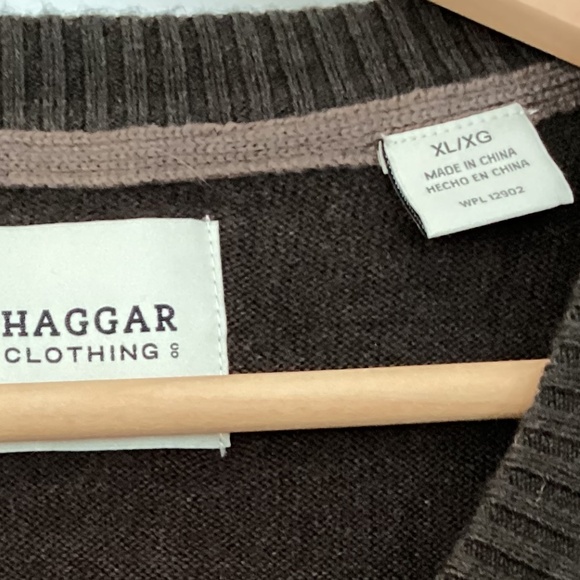 Men’s XL Sweater Bundle | Haggar Brown + Black V-Neck Knit Pullovers - Picture 3 of 11